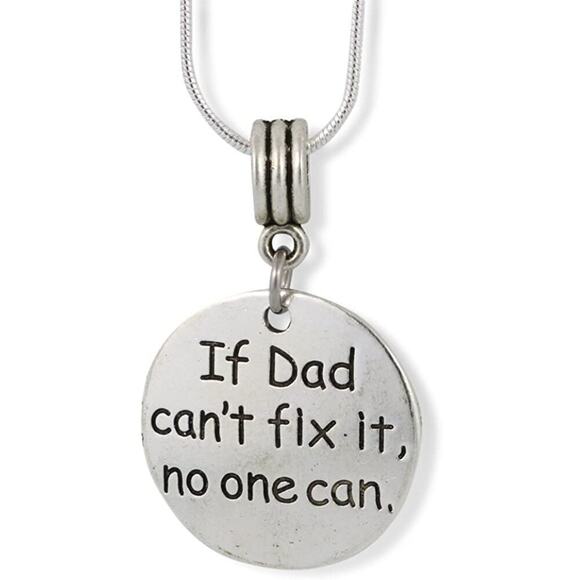 If Dad Can't Fix It No One Can Charm Snake Chain Necklace - Picture 1 of 4